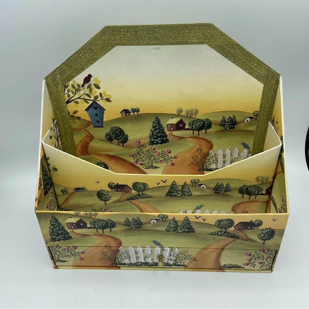 Vintage New Seasons Mail Sorter 2-Slot with Drawer Country Lane Organizer Caddy